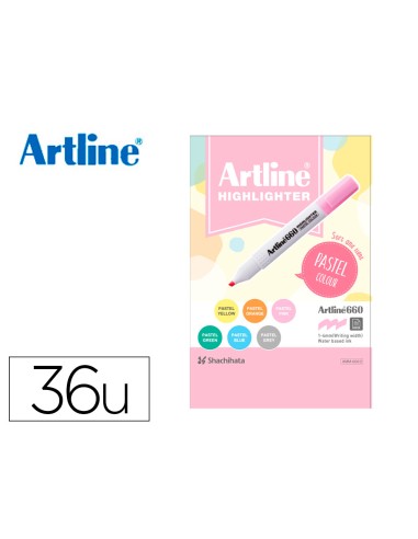 Rotulador artline fluorescente ek 660 colores pastel expositor de 36 unidades colores surtidos