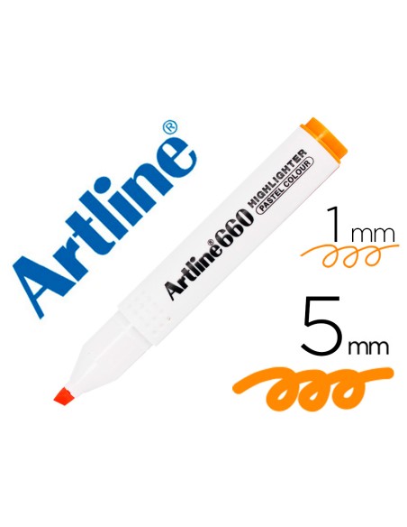 Rotulador artline fluorescente ek 660 naranja pastel punta biselada