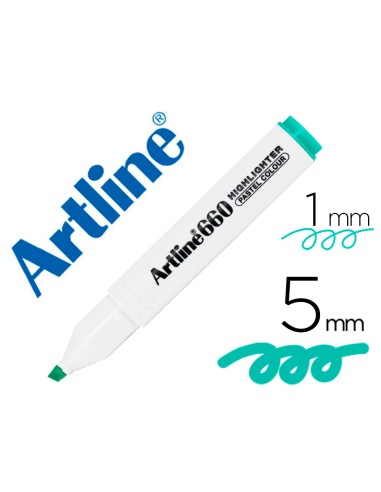 Rotulador artline fluorescente ek 660 verde pastel punta biselada