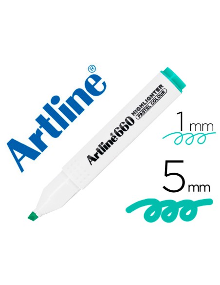 Rotulador artline fluorescente ek 660 verde pastel punta biselada