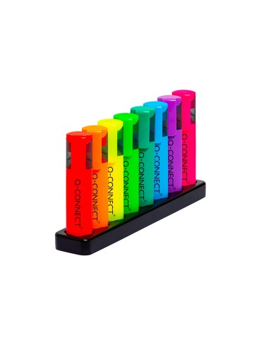 Rotulador q connect fluorescente neon punta biselada estuche de sobremesa 8 colores surtidos