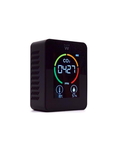 Medidor de co2 ewent pantalla led color detector calidad aire con indicador de temperatura y humedad usb c