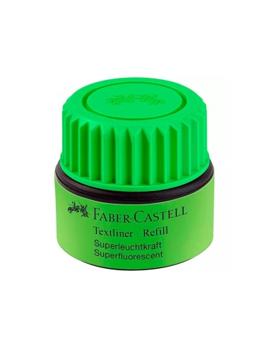 Tinta rotulador faber castell textliner fluorescente 1549 con sistema capilar color verde frasco de 30 ml