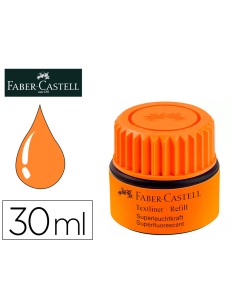 Tinta rotulador faber castell textliner fluorescente 1549 con sistema capilar color naranja frasco de 30 ml