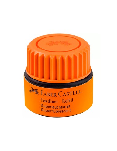 Tinta rotulador faber castell textliner fluorescente 1549 con sistema capilar color naranja frasco de 30 ml