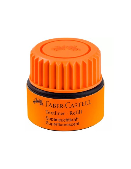 Tinta rotulador faber castell textliner fluorescente 1549 con sistema capilar color naranja frasco de 30 ml
