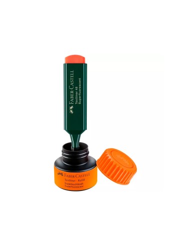 Tinta rotulador faber castell textliner fluorescente 1549 con sistema capilar color naranja frasco de 30 ml