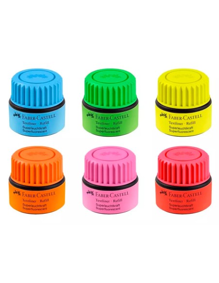 Tinta rotulador faber castell textliner fluorescente 1549 con sistema capilar color naranja frasco de 30 ml