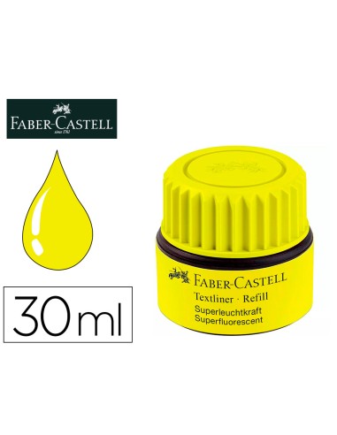 Tinta rotulador faber castell textliner fluorescente 1549 con sistema capilar color amarillo frasco de 30 ml