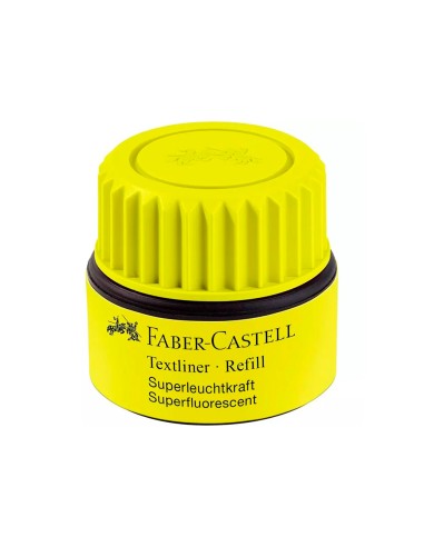 Tinta rotulador faber castell textliner fluorescente 1549 con sistema capilar color amarillo frasco de 30 ml