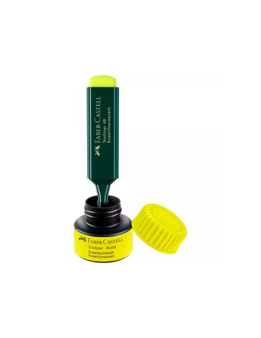 Tinta rotulador faber castell textliner fluorescente 1549 con sistema capilar color amarillo frasco de 30 ml