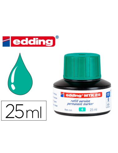 Tinta rotulador edding mtk25 con sistema capilar color verde frasco de 25 ml