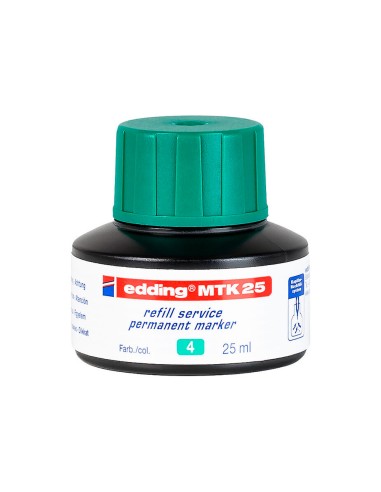 Tinta rotulador edding mtk25 con sistema capilar color verde frasco de 25 ml