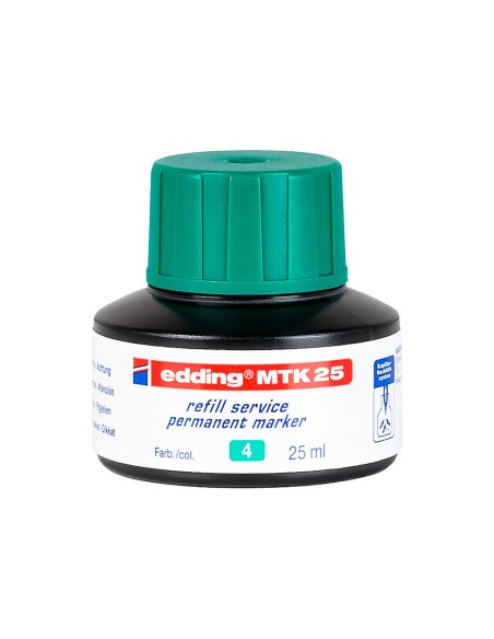 Tinta rotulador edding mtk25 con sistema capilar color verde frasco de 25 ml