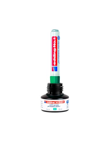 Tinta rotulador edding mtk25 con sistema capilar color verde frasco de 25 ml