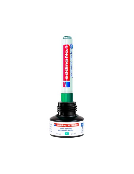 Tinta rotulador edding mtk25 con sistema capilar color verde frasco de 25 ml