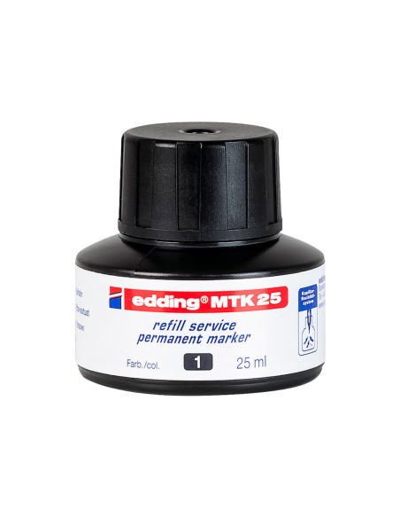 Tinta rotulador edding mtk25 con sistema capilar color negro frasco de 25 ml