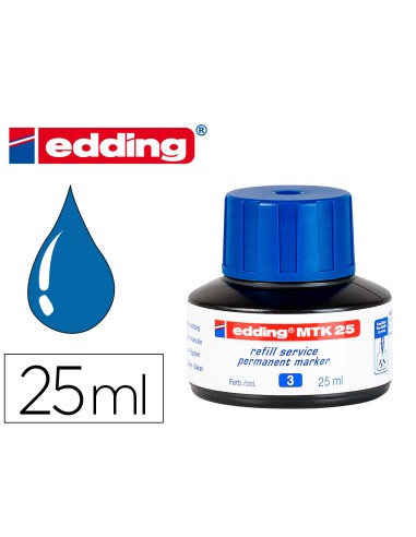 Tinta rotulador edding mtk25 con sistema capilar color azul frasco de 25 ml