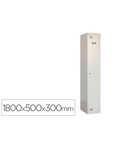 Taquilla metalica simonlocker 1 puerta con cerradura respiradero y etiquetero gris gris 1800x500x300 mm