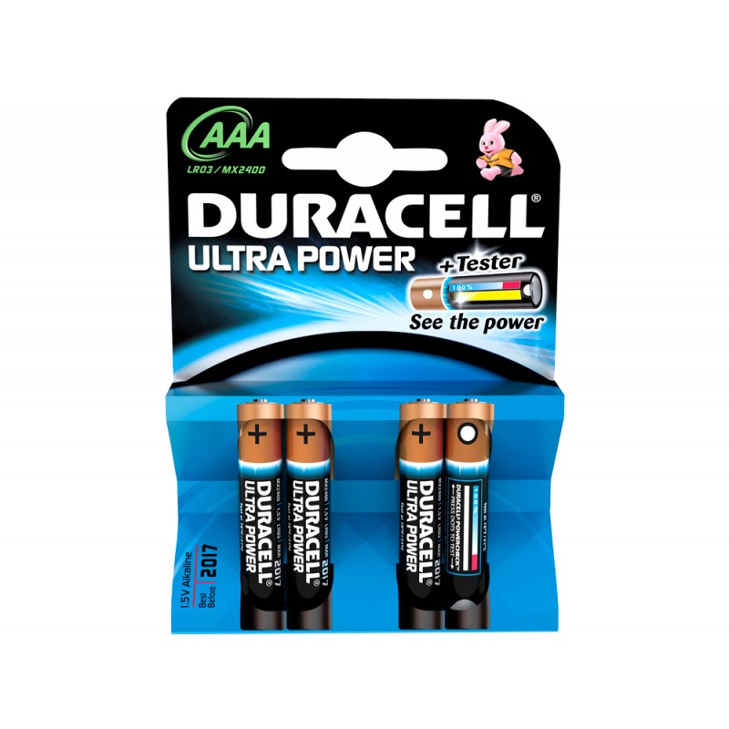 Pila duracell alcalina ultra power aaa blister de 4 unidades