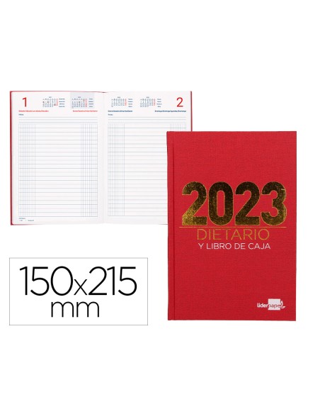 Dietario liderpapel 15x215 cm 2023 cuarto papel 70 gr color rojo