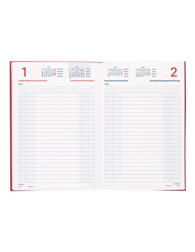 Dietario liderpapel 15x215 cm 2023 cuarto papel 70 gr color rojo