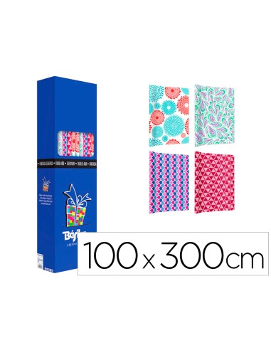 Papel de regalo basika todo ano rollo de 100 x 300 cm modelos surtidos