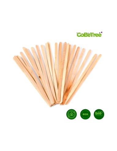 Paletina agitadora de madera 14 cm para el cafe con funda individual bolsa de 1000 unidades