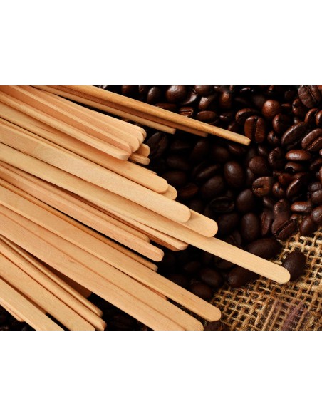 Paletina agitadora de madera 14 cm para el cafe con funda individual bolsa de 1000 unidades