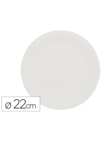 Plato papel reciclable blanco 22 cm paquete 100 unidades