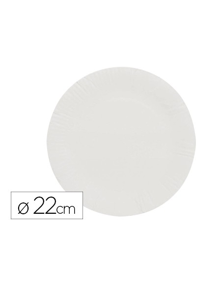 Plato papel reciclable blanco 22 cm paquete 100 unidades