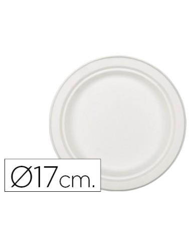 Plato de fibra natural nupik biodegradable blanco 17 cm de diametro apto microondas paquete de 50 unidades