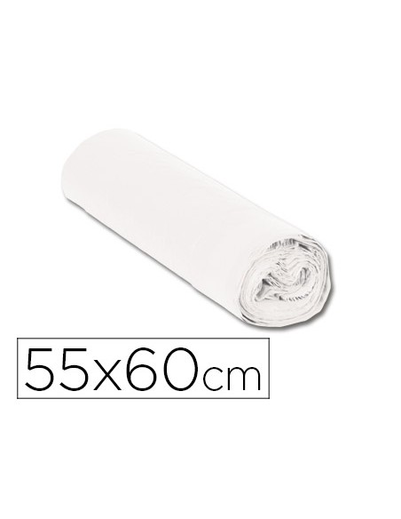 Bolsa basura domestica blanca con autocierre 55 x 56 cm rollo de 15 unidades