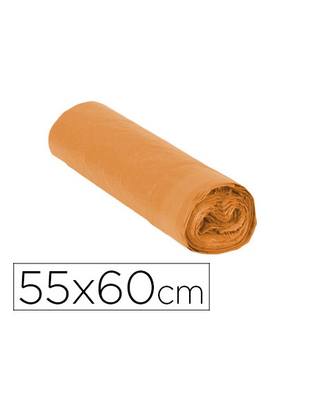 Bolsa basura domestica naranja con autocierre 55 x 60 cm rollo de 15 unidades