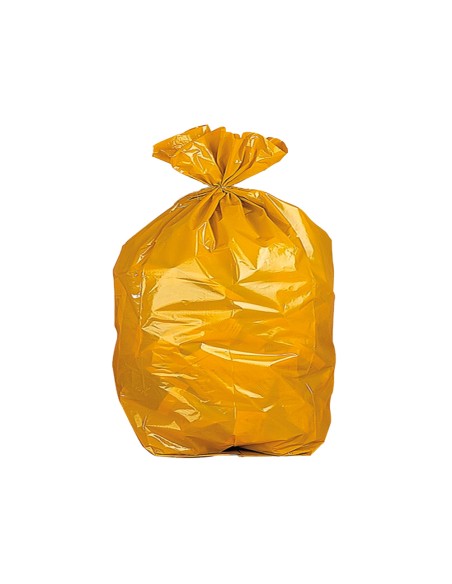 Bolsa basura domestica amarilla con autocierre 55 x 60 cm rollo de 15 unidades