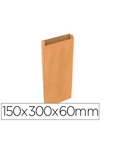 Sobre papel basika kraft natural liso con fuelle s 150x300x60 mm paquete de 25 unidades