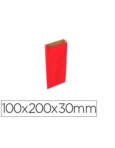 Sobre papel basika kraft rojo con fuelle xxs 100x200x30 mm paquete de 25 unidades