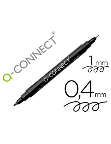 Rotulador q connect marcador permanente doble punta color negro 4 mm y 1 mm
