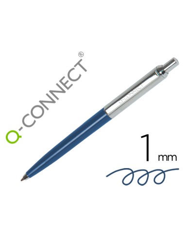 Boligrafo q connect premium metalico retractil con clip color azul punta 1 mm