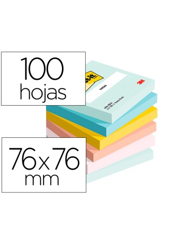 Bloc de notas adhesivas quita y pon beachside 100 pefc 76x76 mm 100 hojas pack de 6 unidades