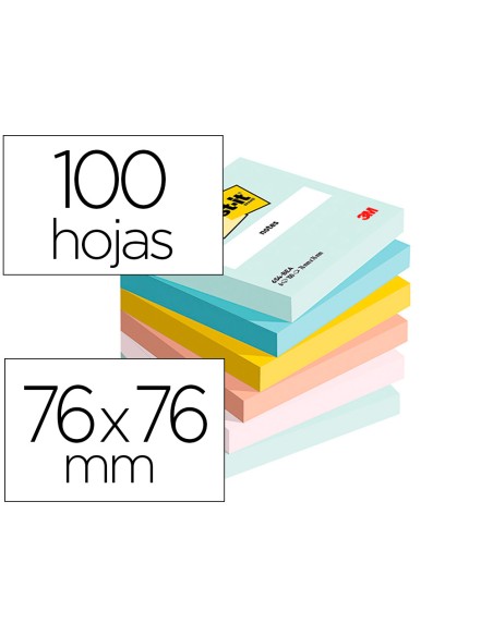 Bloc de notas adhesivas quita y pon beachside 100 pefc 76x76 mm 100 hojas pack de 6 unidades