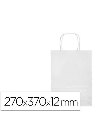 Bolsa papel q connect celulosa blanco m con asa retorcida 270x370x12 mm