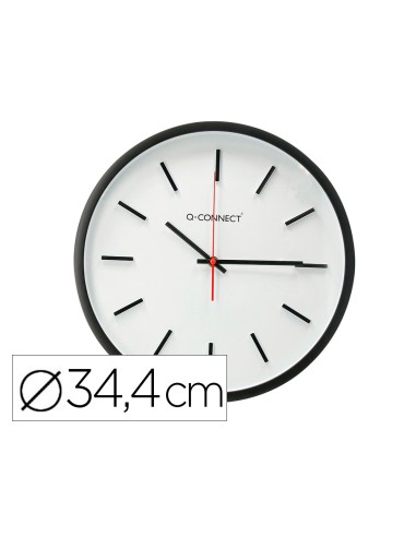 Reloj q connect de pared de plastico redondo 344 cm movimiento silencioso color negro