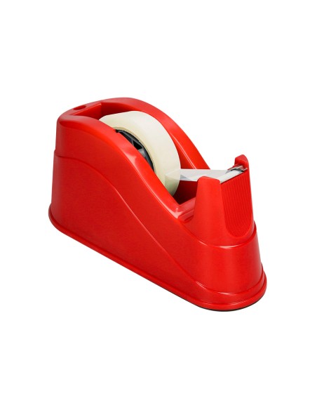 Portarrollo sobremesa q connect plastico para cintas de 66 mt color rojo 220x100x70 mm