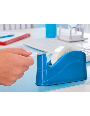 Portarrollo sobremesa q connect plastico para cintas de 66 mt color azul 220x100x70 mm