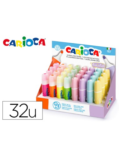 Rotulador carioca fluorescente color pastel expositor de 32 unidades colores surtidos