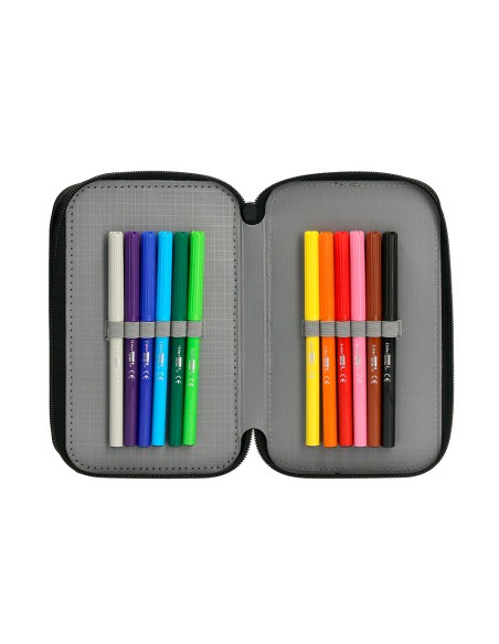 Plumier escolar antartik triple color azul 36 piezas