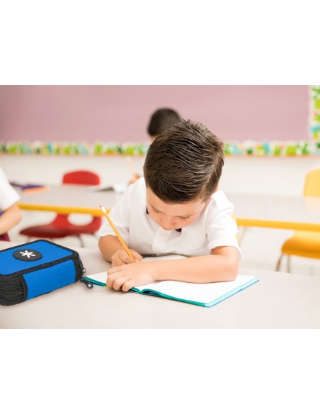 Plumier escolar antartik triple color azul 36 piezas