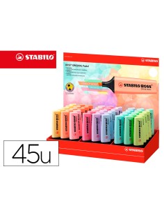 Rotulador stabilo boss fluorescente 70 pastel expositor de 45 unidades colores surtidos