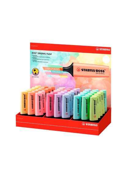 Rotulador stabilo boss fluorescente 70 pastel expositor de 45 unidades colores surtidos